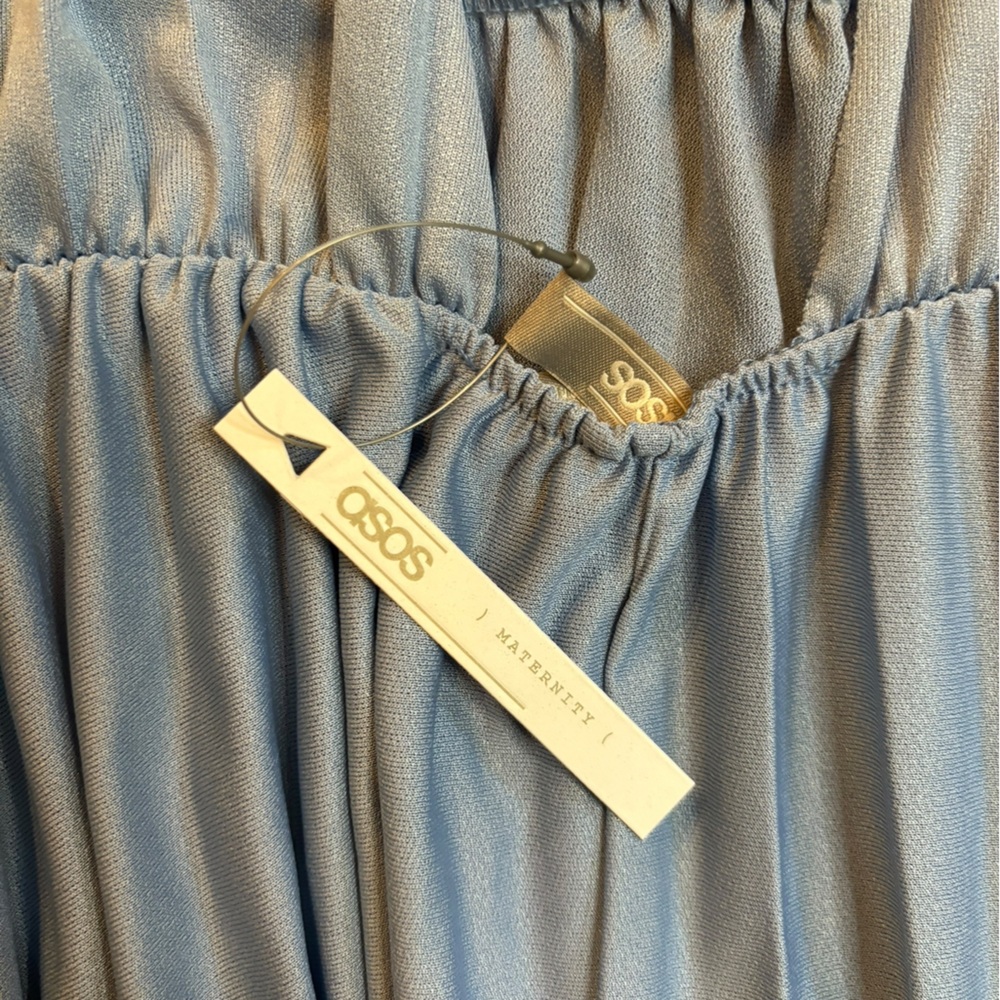 ASOS blue pleated midi dress size US 12 - Picture 4 of 7